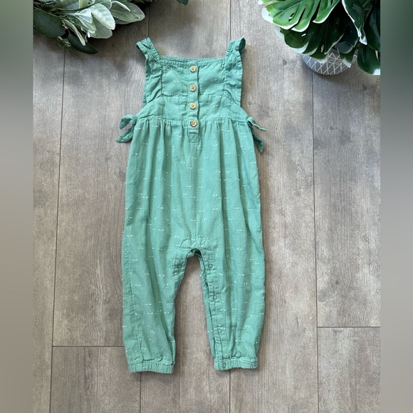 Cat & Jack Boho Muslim Romper One-Piece 12 Months Baby Girl Green Jumpsuit - Picture 4 of 16
